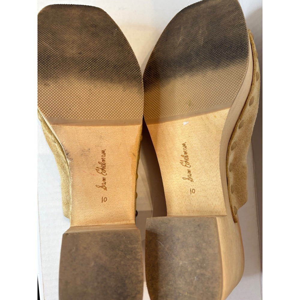 Sam Edelman Womens Tan Suede Wooden Platform Clog Sandals Studded Heel Size 10 - Picture 2 of 5